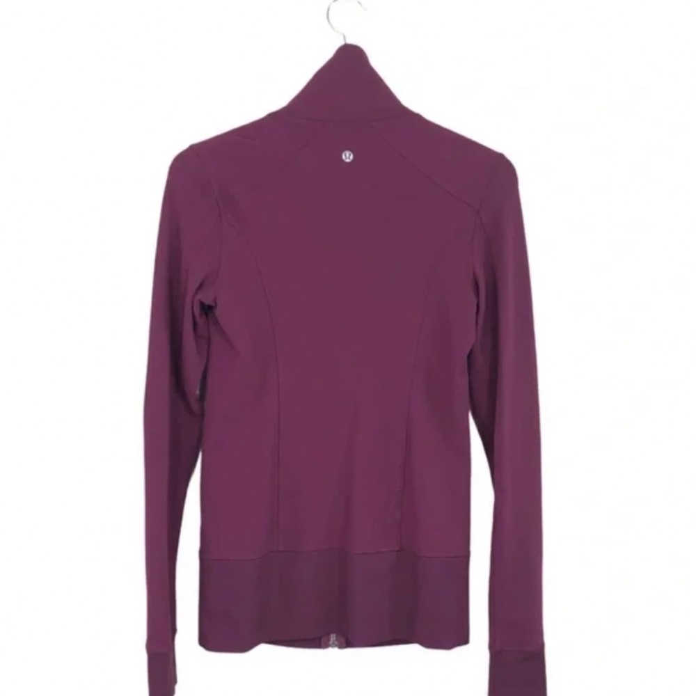 Lululemon in-stride long jacket- burgundy w/ pink & black - Picture 6 of 7